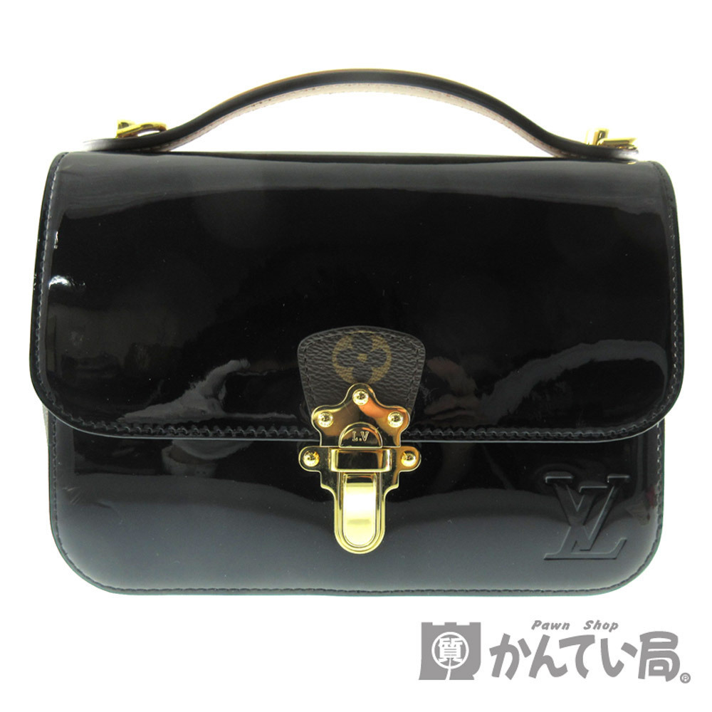 LOUIS VUITTON Cherrywood Patent Vernis Noir Black Brown Bag Handbag Shoulder